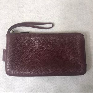 Coach Leather Wristlet Purse - Burgundy